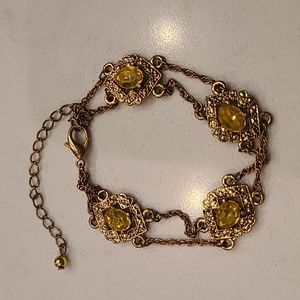 Vintage Gold/ Lemon Quartz Colored Stone Bracelet